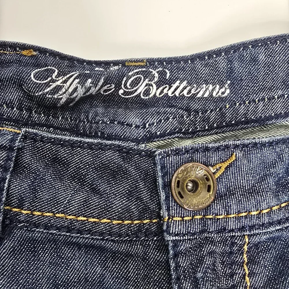 Apple Bottoms‎ Jeans Womens Size 9/10 Blue Denim Crop Rhinestone Y2K Retro